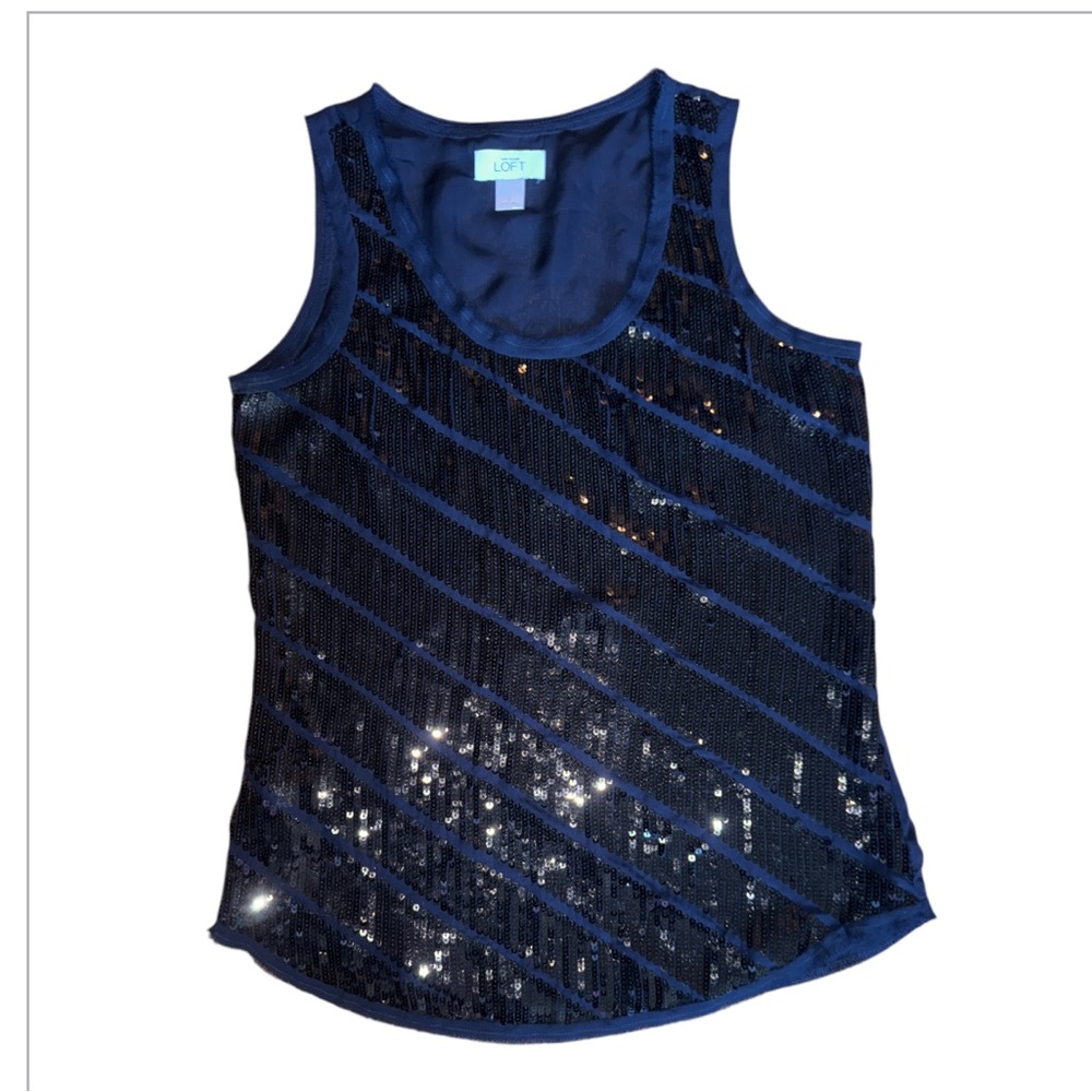 Ann Taylor Loft‎ Sequins Tank Navy Blue Size Small